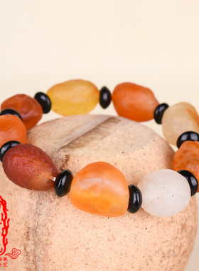 天然阿拉善蒙古戈壁石不规则彩珠