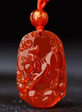红玉髓玛瑙12生肖吊坠鼠牛兔龙马羊虎狗猪挂件男女款属相守护神