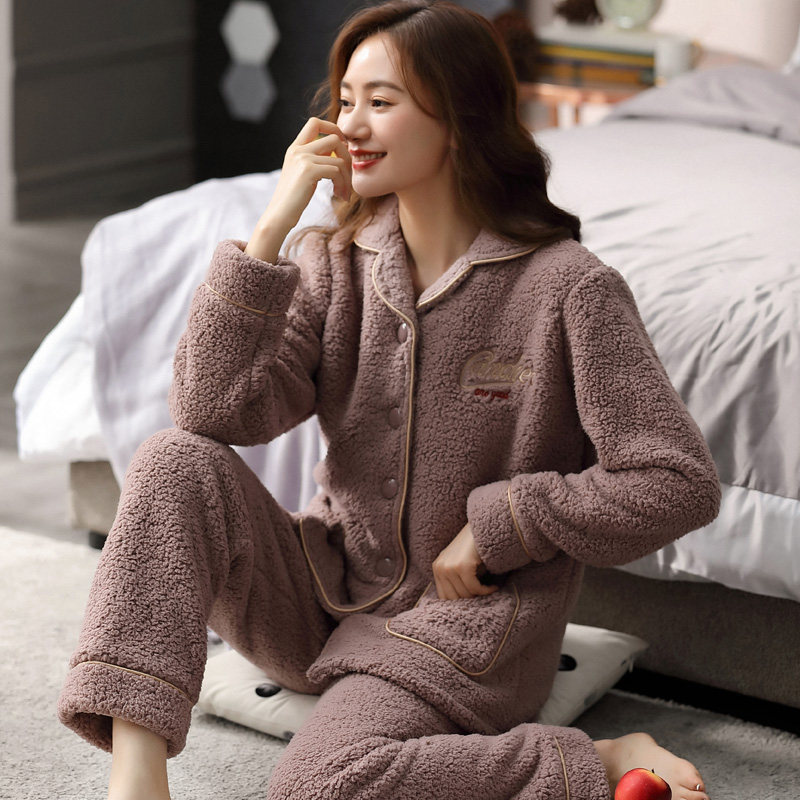 秋冬季珊瑚绒羊羔绒宽松韩版睡衣 依璐儿睡衣/家居服套装