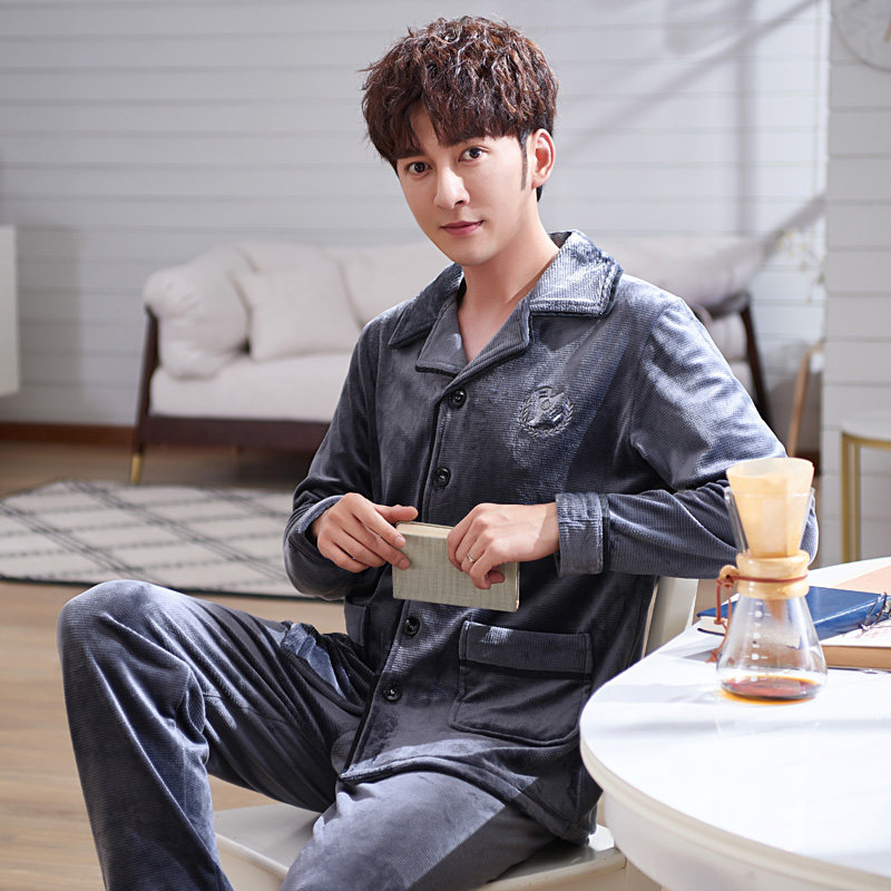 男士冬季珊瑚绒秋冬款加大码睡衣 依璐儿睡衣/家居服套装