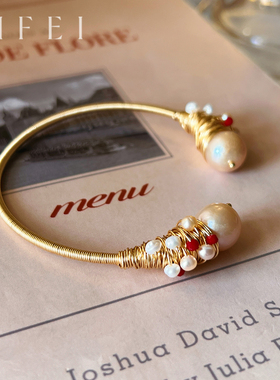 天然淡水珍珠红色玛瑙手镯可调节手饰女款2025新款手饰高级感配饰