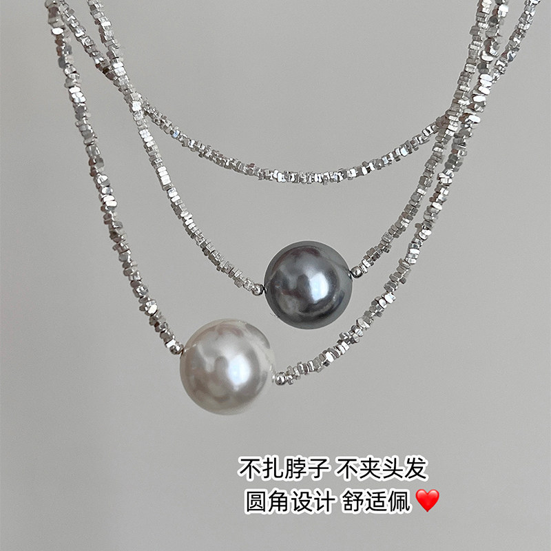碎银子施家真多麻珍珠项链轻奢叠戴夏天毛衣锁骨链s925纯银颈链女,淘宝优惠券,粉丝福利购,淘宝优惠卷