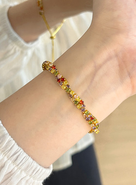 韩版高级感叠戴手链超闪锆石高级