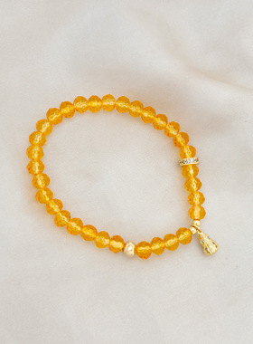 新款葫芦吊坠招财黄水晶手链女小众设计高级感叠戴串珠气质手