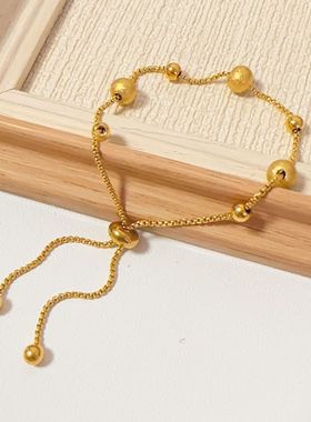 简约小众设计磨砂金豆手链金豆珠