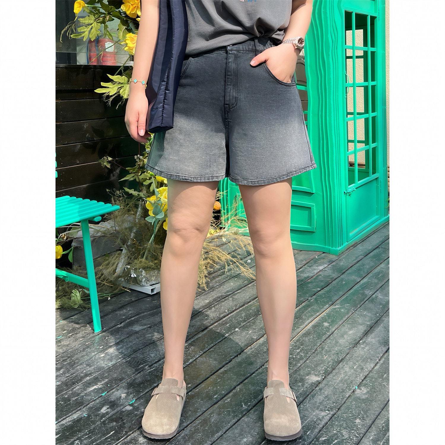 花契大码裤装14919多巴胺宽松牛仔短裤女夏季胖mm新a字阔腿热裤子,淘宝优惠券,粉丝福利购,淘宝优惠卷