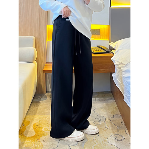 【花契】大码女装12260直筒运动裤春季新款2025女裤窄版阔腿裤子 - 图1