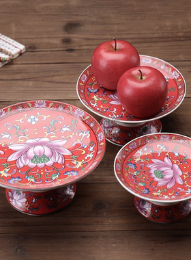 珐琅彩莲花香炉陶瓷供佛家用敬神佛前贡奉观音佛堂佛具套装红色