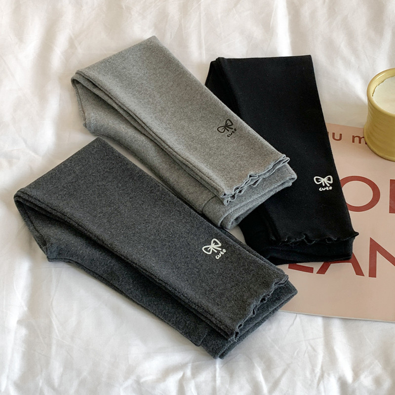 秋季新款女童打底裤纯棉儿童黑裤子秋冬外穿薄绒宝宝洋气修身长裤 - 图1