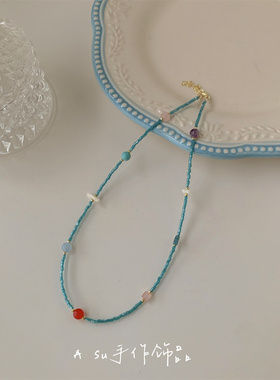 气质小米珠珠子项链女轻奢