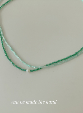 薄荷绿~很绝的双层叠戴锁骨链