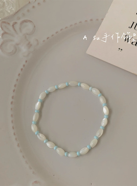 甜美贝珠串珠手链拼色