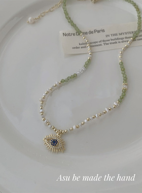 天然石珍珠项链女锁骨链