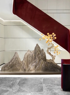 假山雕塑户外摆件不锈钢园林装饰