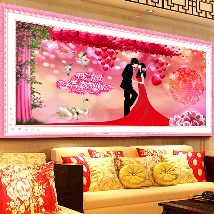 5D钻石画满钻客厅真爱永恒婚礼喜庆玫瑰钻石绣粘贴点钻十字绣新款,淘宝优惠券,粉丝福利购,淘宝优惠卷