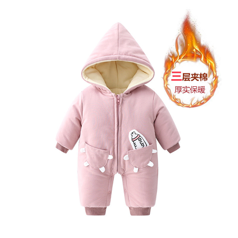 夹棉加厚婴儿连体衣秋冬套装新生儿宝宝外出抱衣可爱加绒冬季衣服,淘宝优惠券,粉丝福利购,淘宝优惠卷