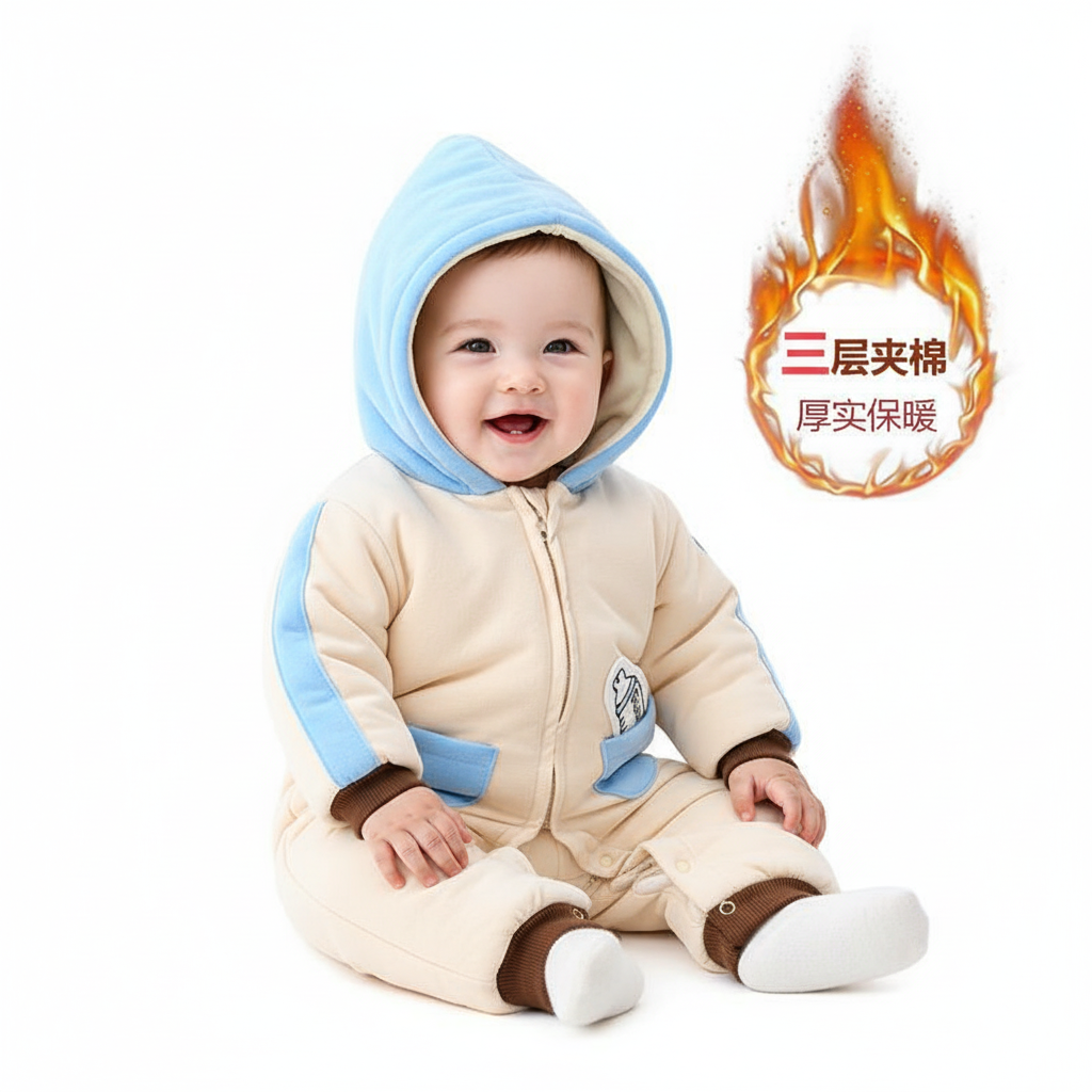 夹棉加厚婴儿连体衣秋冬套装新生儿宝宝外出抱衣可爱加绒冬季衣服,淘宝优惠券,粉丝福利购,淘宝优惠卷