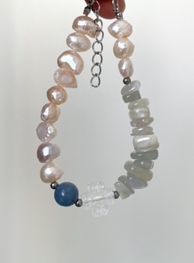 瑕疵特价/原创设计手作天然珍珠百搭小众高级感串珠可调节手链女