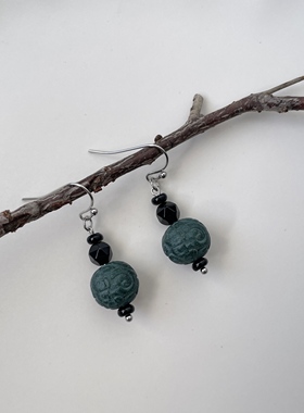 微瑕特价 | 原创设计纯手工中药合香珠复古百搭简约气质耳环耳夹