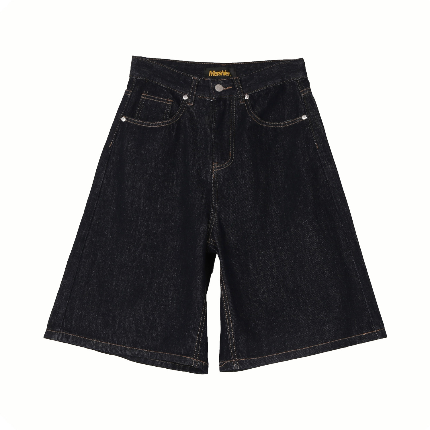 INGA美式复古黑色牛仔七分裤男女夏季百搭宽松显瘦阔腿裤休闲短裤,淘宝优惠券,粉丝福利购,淘宝优惠卷