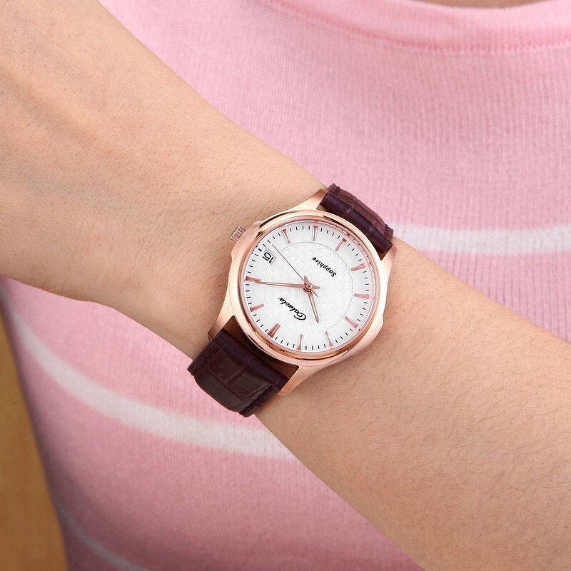 卡罗莱正品防水女士情侣日历机械表 vordo国产腕表