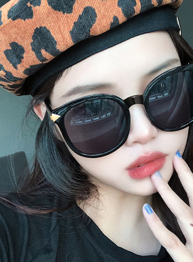 圆框黑色墨镜超酷装饰拍照超大框太阳镜眼镜潮流网红ins大脸圆脸