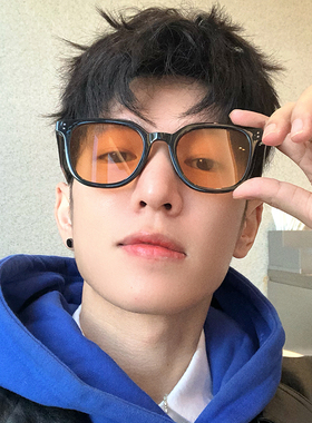 方框黑框茶色太阳镜男款时尚装饰