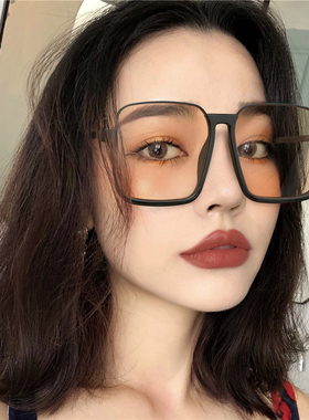 墨镜复古风街拍茶色半框太阳眼镜