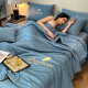 Ice silk summer cooling quilt four-piece set machine washable air-conditioned quilt summer cooling single and double thin quilt quilt core set