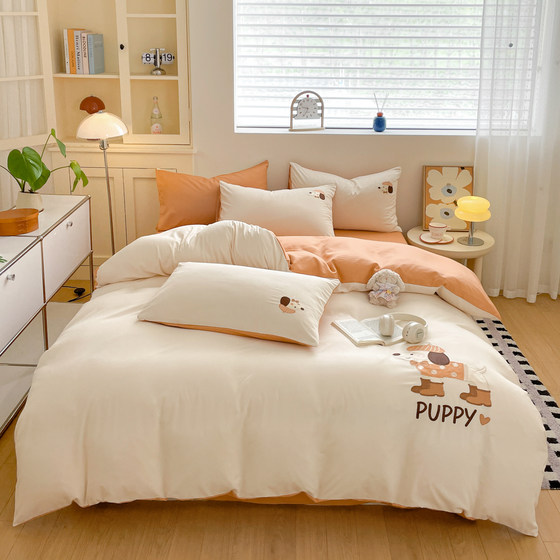 Household double quilt complete set bedding student dormitory bed single quilt core pillow six-eight-piece set
