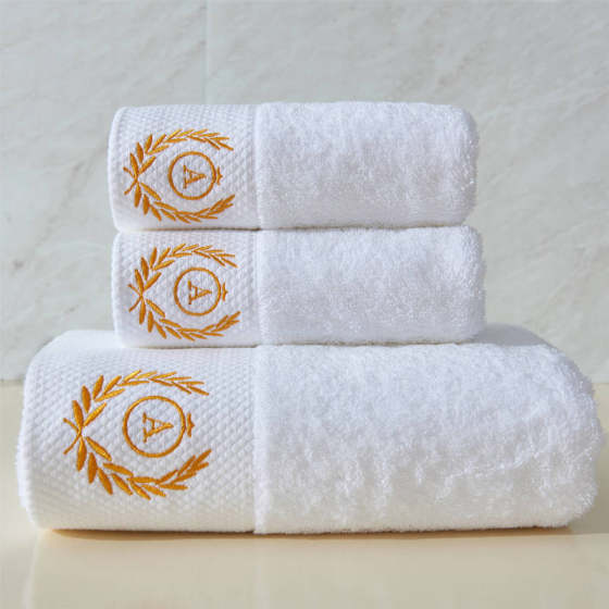 Towels and bath towels five-star hotel platinum forged series bath towel set blue rattan three-piece set