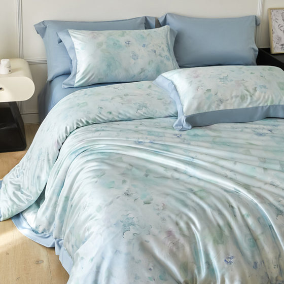 Summer Ice Silk Bed Four-piece Sheet Set Cool Silky Sheet Quilt Cover Summer Bedding 2025 New Style