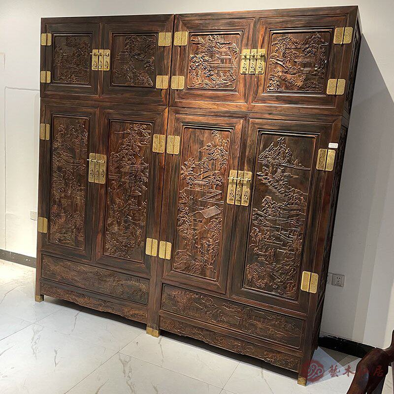 红木家具大红酸枝山水画顶箱柜红木衣柜交趾黄檀卧室储藏柜大衣柜,淘宝优惠券,粉丝福利购,淘宝优惠卷