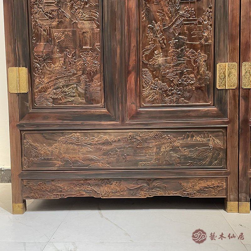 红木家具大红酸枝山水画顶箱柜红木衣柜交趾黄檀卧室储藏柜大衣柜,淘宝优惠券,粉丝福利购,淘宝优惠卷