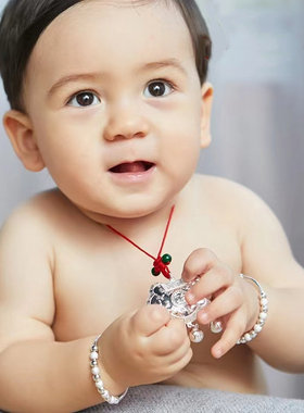 儿童银手镯999男女小孩饰品