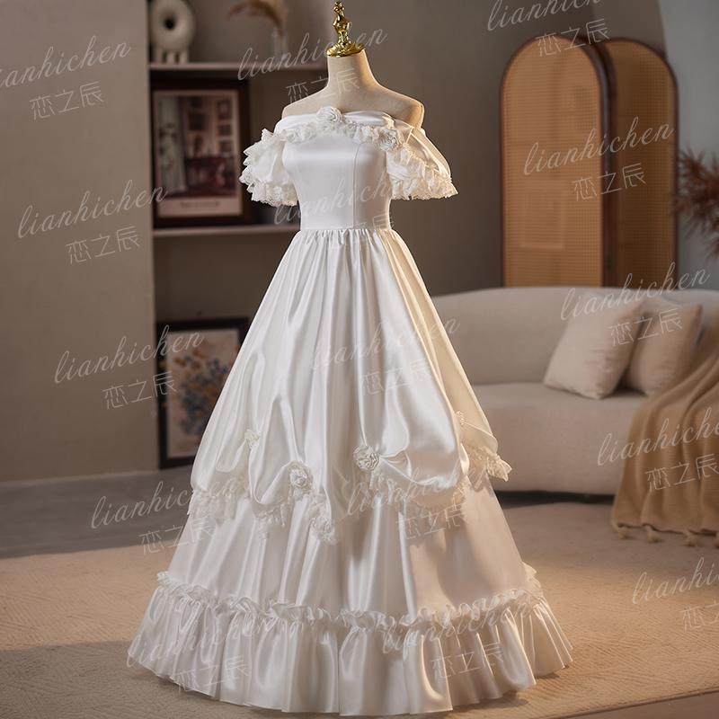 恋之辰法式古董出门复古缎面2025新款轻婚纱在逃公主港风旅拍影楼,淘宝优惠券,粉丝福利购,淘宝优惠卷