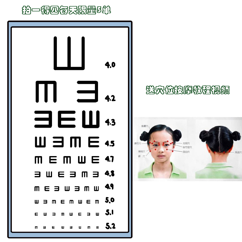 视力表家用纸制5米标准视力表带眼保健操家测视力方便快捷视力表-图2