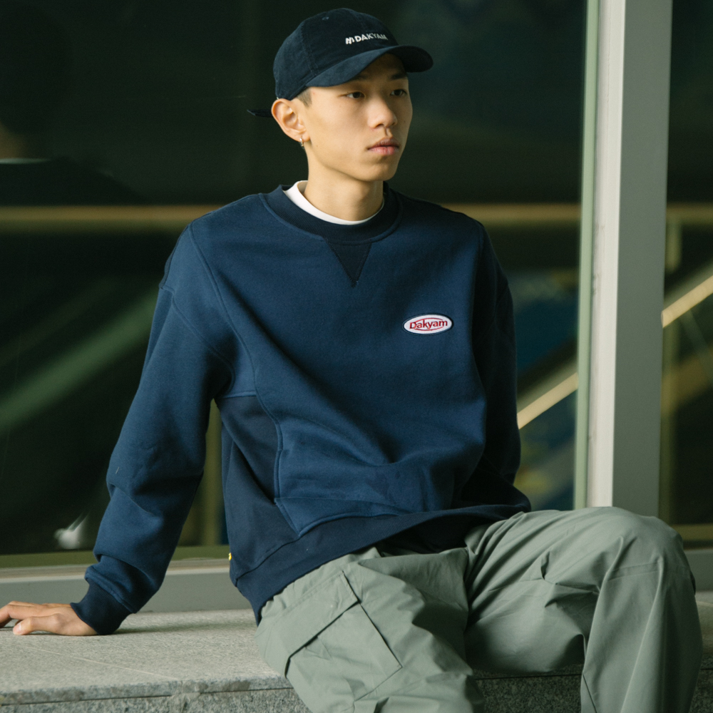 DAKYAM(达人) 2023A/W Split Crewneck Sweater 罗纹拼接圆领卫衣 - 图0