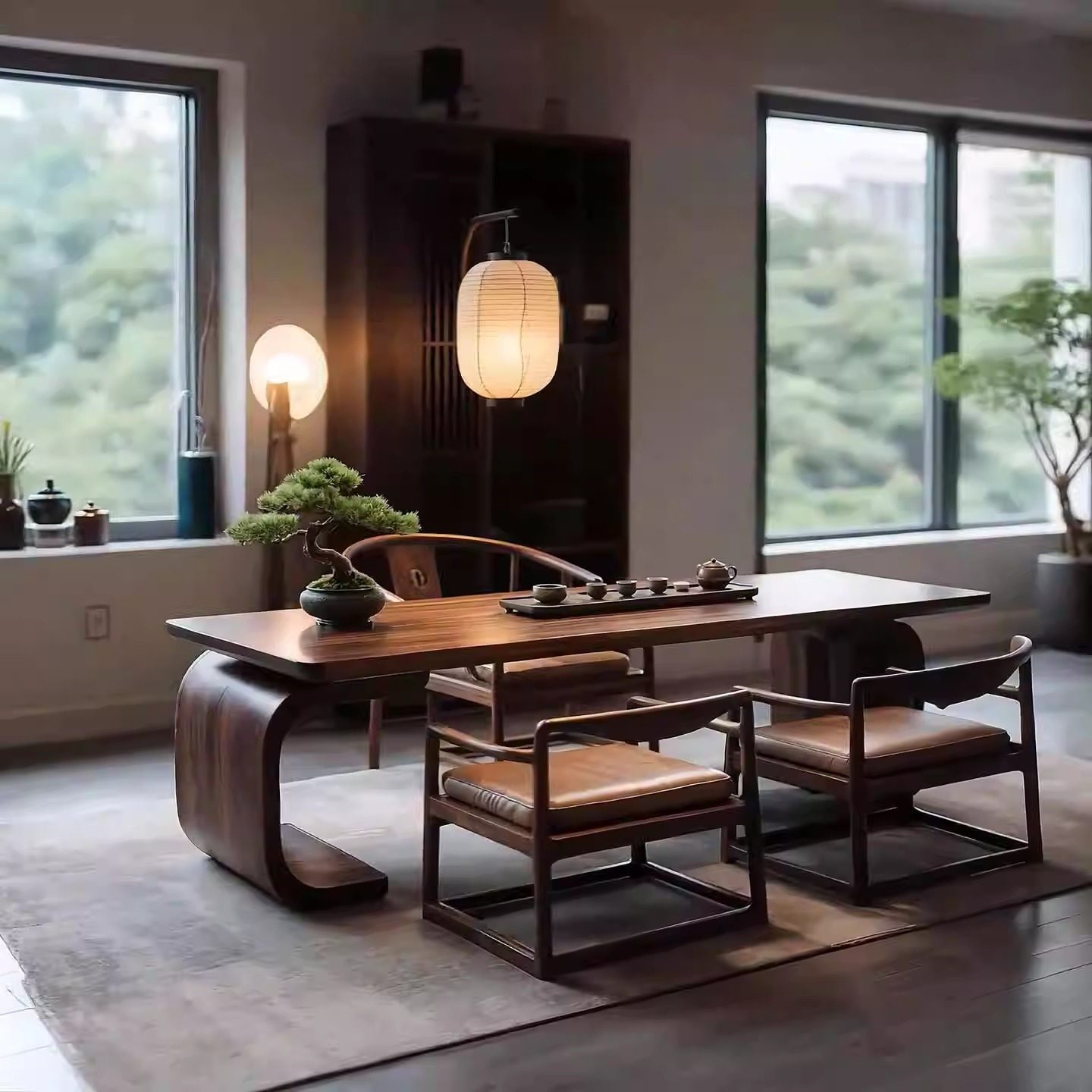 宋式风格茶桌椅组合客厅家用别墅简约国风黑胡桃白蜡木办公室茶台,淘宝优惠券,粉丝福利购,淘宝优惠卷