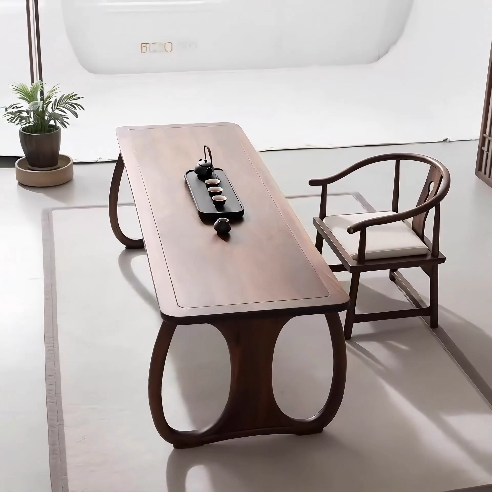 禅意黑胡桃白蜡木宋式美学茶桌椅组合家用别墅简约客厅办公室茶台,淘宝优惠券,粉丝福利购,淘宝优惠卷