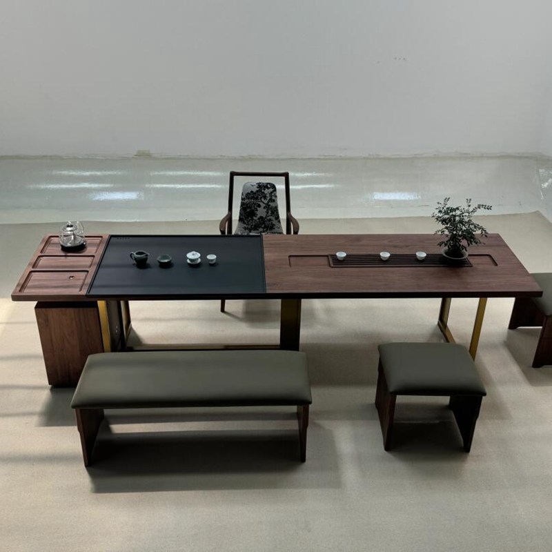 宋式美学严选国风黑胡桃白蜡木茶桌椅组合客厅家用别墅办公室茶台,淘宝优惠券,粉丝福利购,淘宝优惠卷