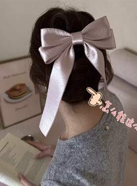 韩系芭蕾双层飘带蝴蝶结鸭嘴夹简约后脑勺抓夹甜美少女半披发夹