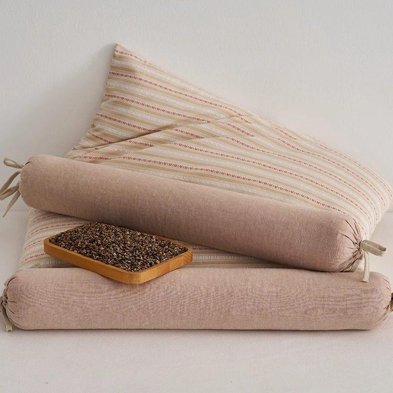 全棉荞麦壳牵引枕头成人颈椎病反弓变直助眠专用枕芯可拆卸圆柱枕,淘宝优惠券,粉丝福利购,淘宝优惠卷