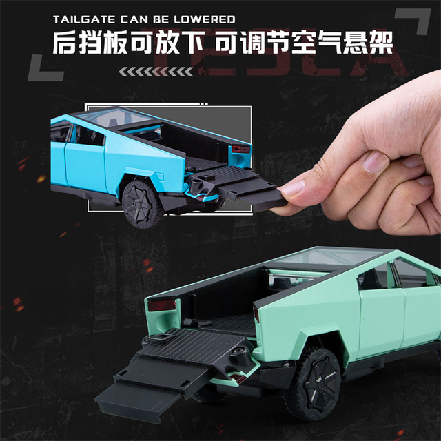 Tesla pickup model alloy toy car with motorcycle