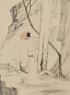 张大千国画作品竖版山水人物挂画