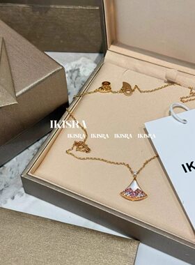 七夕限定小扇子锆石白贝母项链