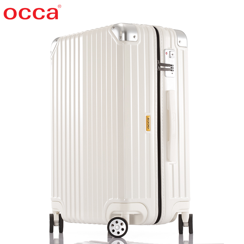 OCCA純PC輕盈拉鍊箱20寸萬向輪女網紅拉桿箱24寸旅行箱登機箱