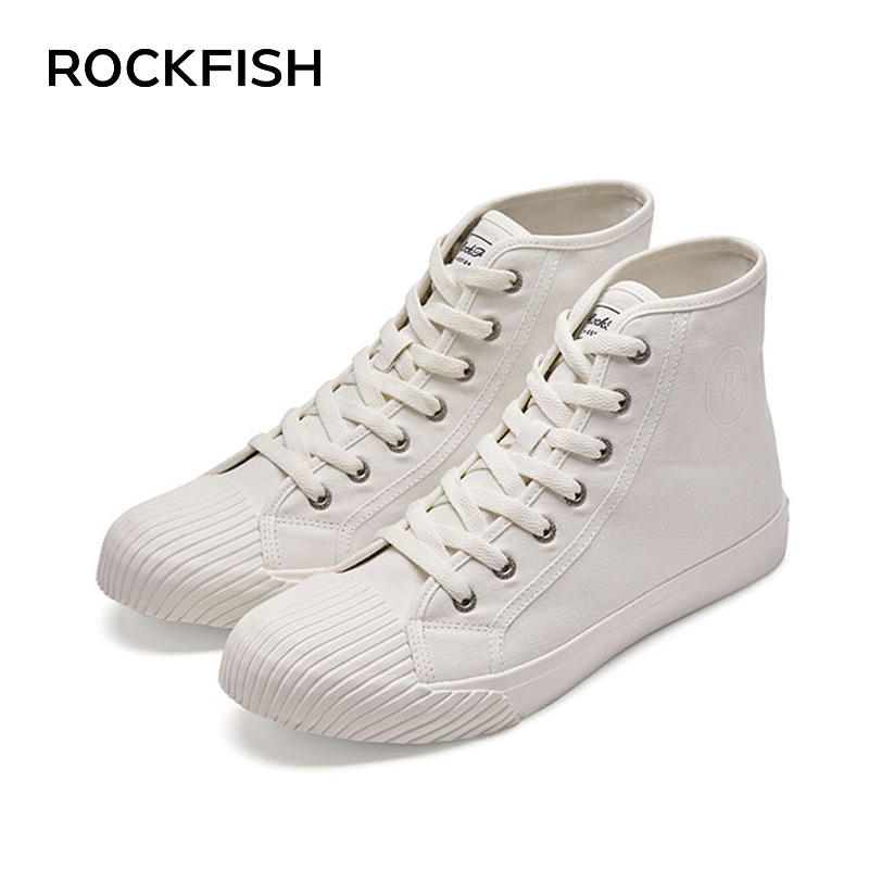 Rockfish英国防泼水高帮帆布鞋男女情侣款春秋新款休闲板鞋正品 - 图2