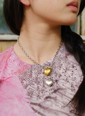 picnique分手的决心双色爱心项链