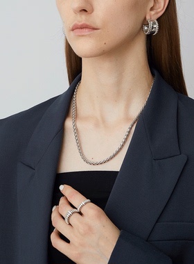 KHEMIA银镀金锆石麻花戒指